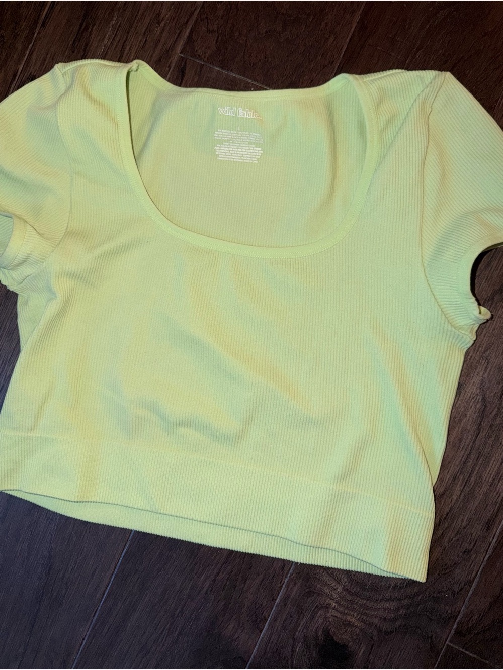 wild fable Lime Green Ribbed Scoop Neck Crop Top